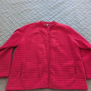 Eileen Fisher 100% Silk Red Quilted Jacket, Women's Lg